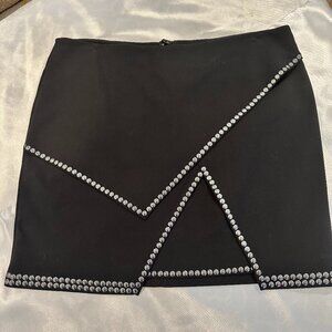 New H&M Black Cotton/Spandex Mini Skirt w/Decorative Studs, Size 12 (NWOT)